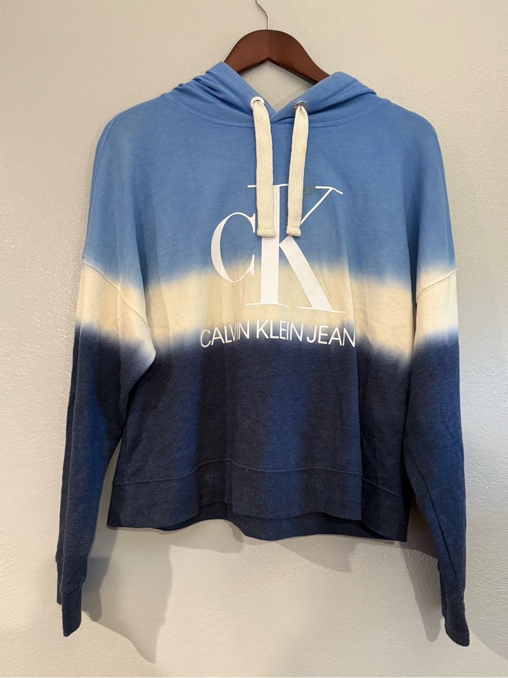 Calvin Klein Jeans Light Blue to Navy Ombre CK Pullover Hoodie